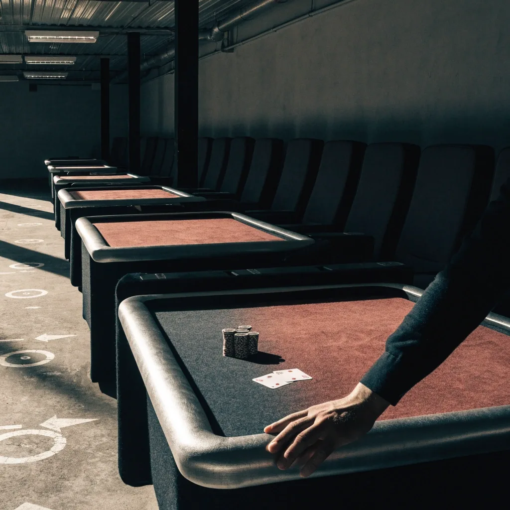 Herní zóna s pokerovými stoly a dealery v Gumtree Harbour